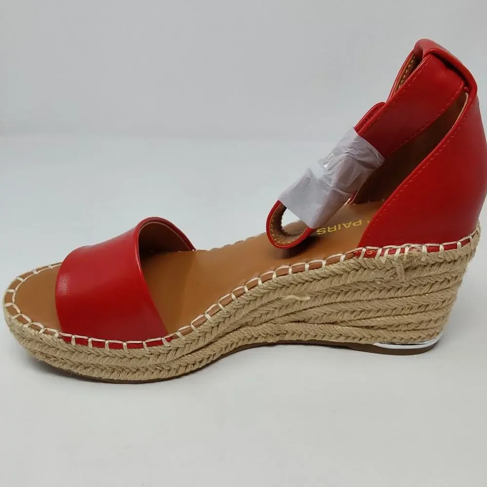 Dream Pairs Red Espadrille Wedge Sandals Ankle Strap Women's US 8 New